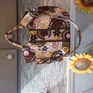 Vera Bradley Quilted Shoulder Bag in Brown, Yellow, and Cream